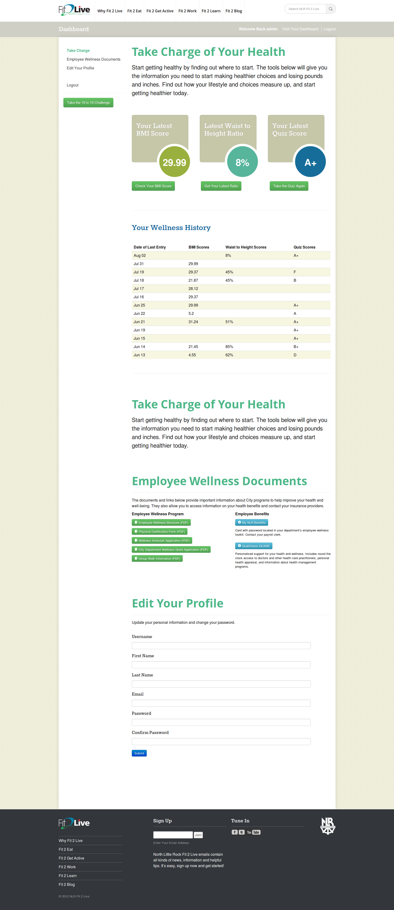 fit2live – interactive wordpress graphing project screenshot 2