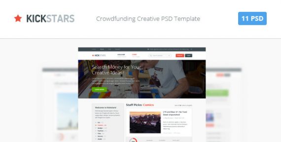 Kickstars - Crowdfunding PSD Template